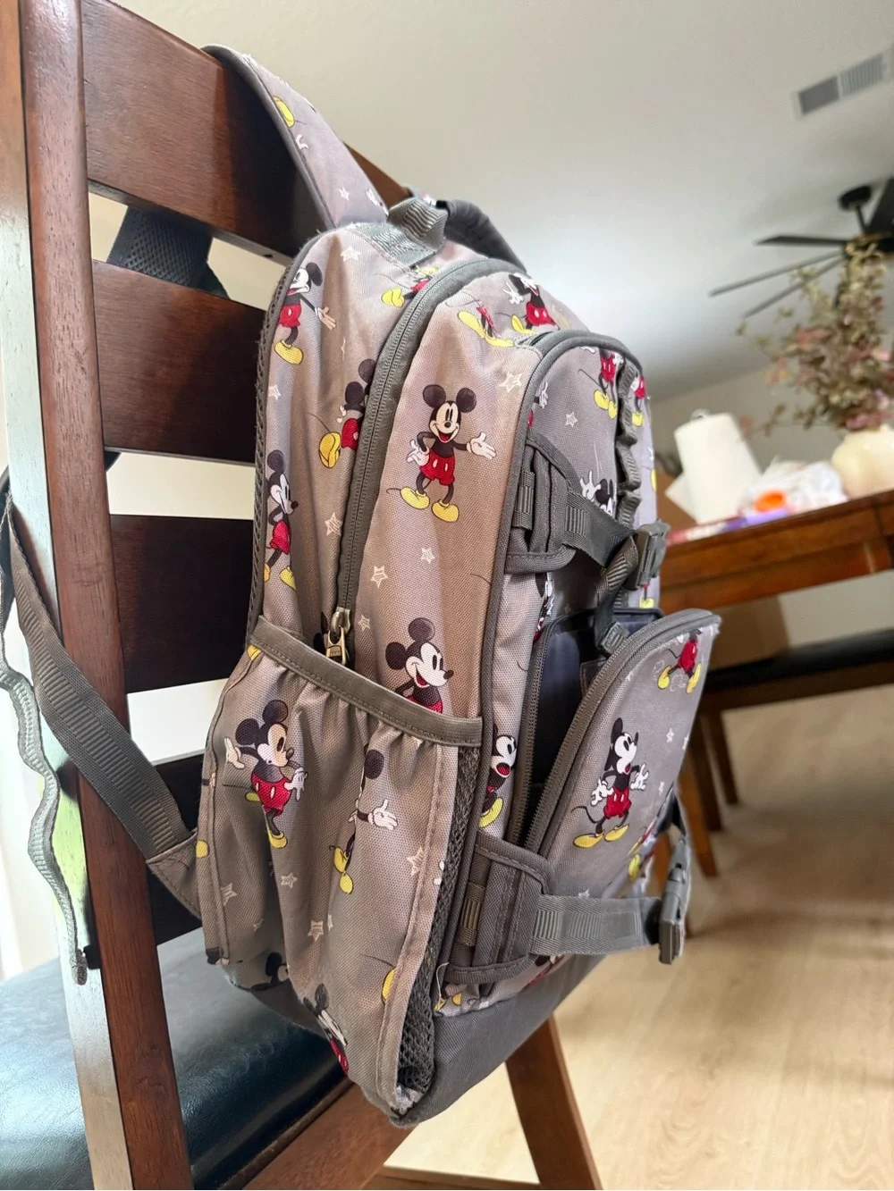 Pottery Barn Kids Mickey Mouse Print Gray Backpack - Official Character Design